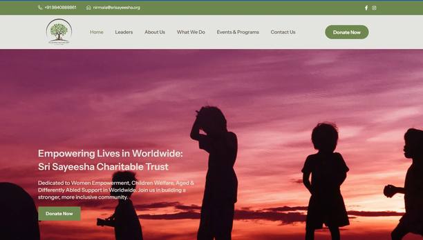 Sri Sayeesha Trust — website screenshot
